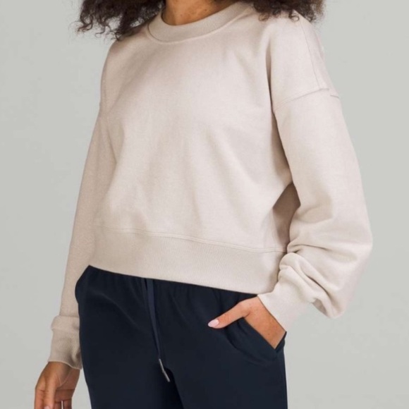 Lululemon Perfectly Oversized Cropped Crew Spark White Opal Size 8 - Picture 1 of 8